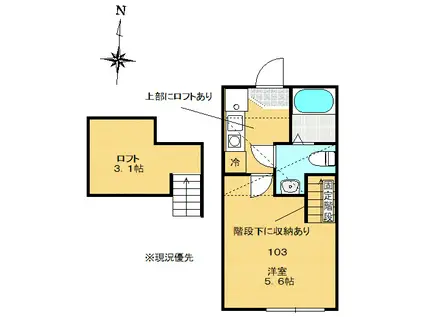 イシュガルド八王子(1K/1階)の間取り写真