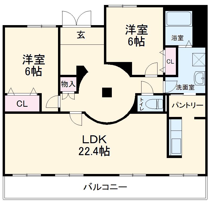 大池ビル(2LDK/3階)の間取り写真