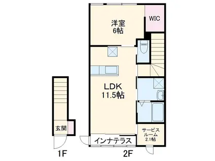 LIBRE聖蹟(1SLDK/2階)の間取り写真