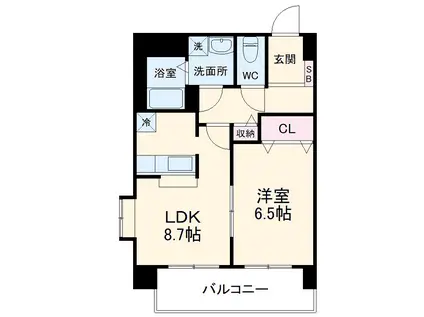 HERBE庄内通(1DK/3階)の間取り写真