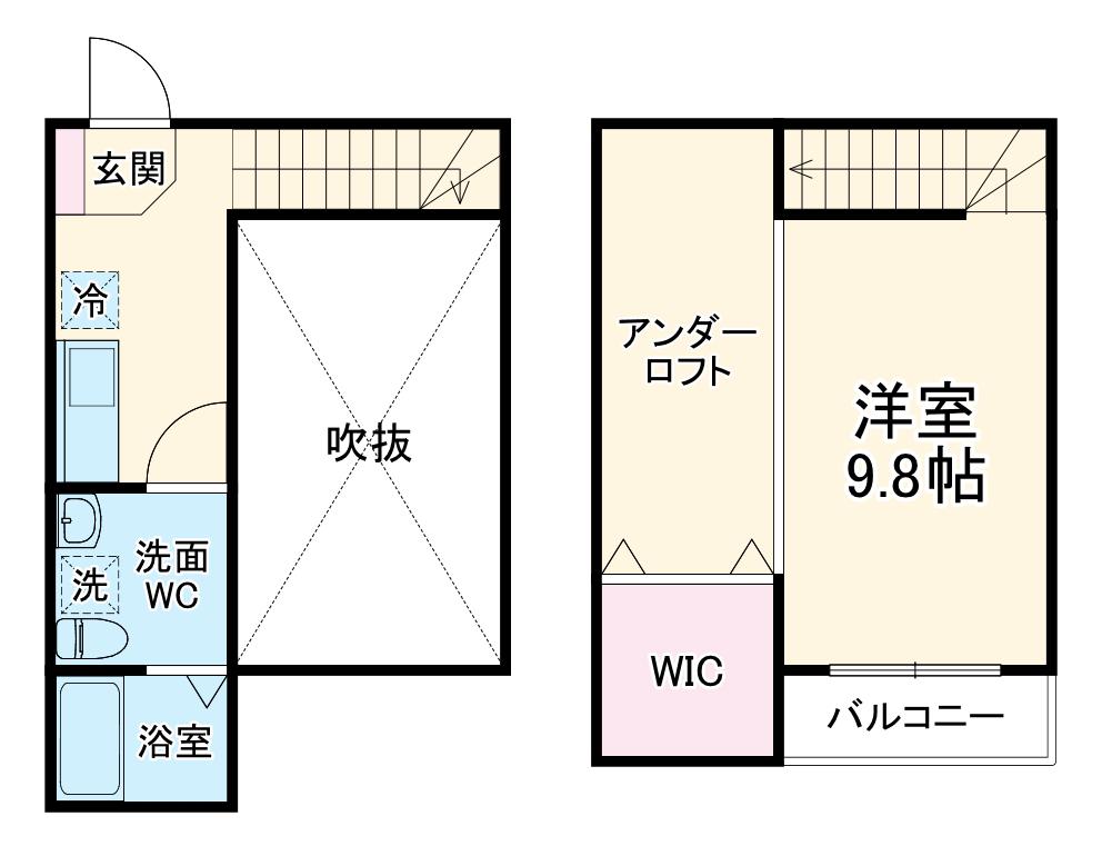 GRANDOLE志賀本通Ⅰ(1K/2階)の間取り写真