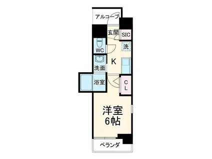 エステムコート名古屋泉プラチナムゲート(1K/3階)の間取り写真