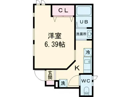 GEMINI ウエスト(1K/2階)の間取り写真