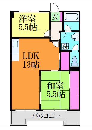ローレル豊前(2LDK/2階)の間取り写真
