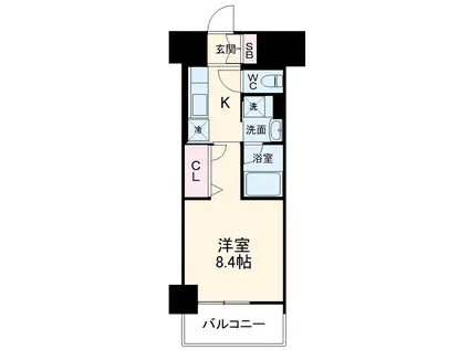 GRAND ESPOIR車道(1K/9階)の間取り写真