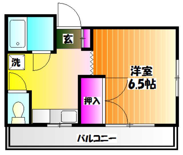 ツインオーク(1K/2階)の間取り写真