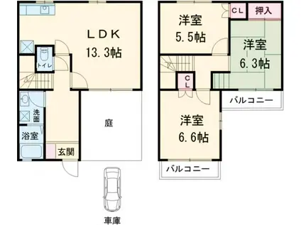 ブリージングタウン百草園Ａ１(3LDK)の間取り写真