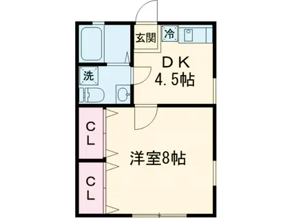 DOME-TAMA B棟(1DK/2階)の間取り写真