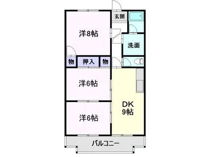 藤塚ハイツ(3DK/4階)の間取り写真