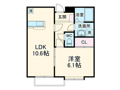 アトリオ(1LDK/2階)の間取り写真