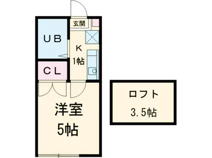 シャーロットタウン(1K/2階)の間取り写真