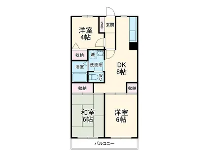 ベルデュール永野Ⅲ(3DK/3階)の間取り写真