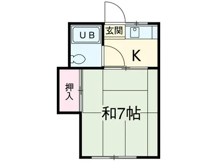 グリーンハイツ小川Ⅱ(1K/1階)の間取り写真