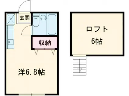 ハウスウエスト(ワンルーム/2階)の間取り写真