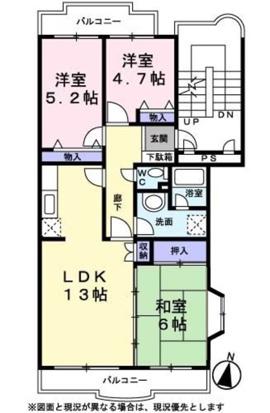 サンモール大宮(3LDK/4階)の間取り写真