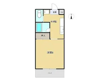 白竜荘(1K/2階)の間取り写真