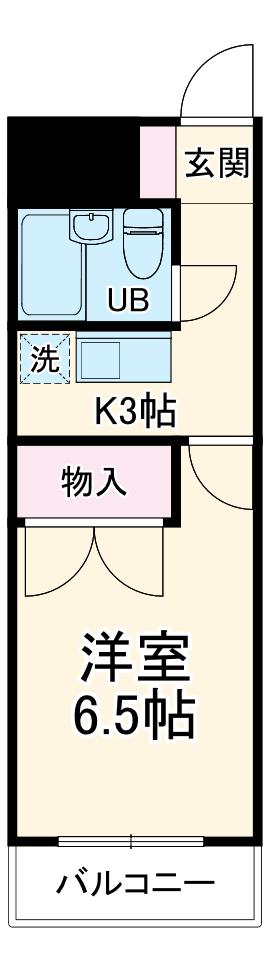 ホワイトヒルズ(1K/3階)の間取り写真