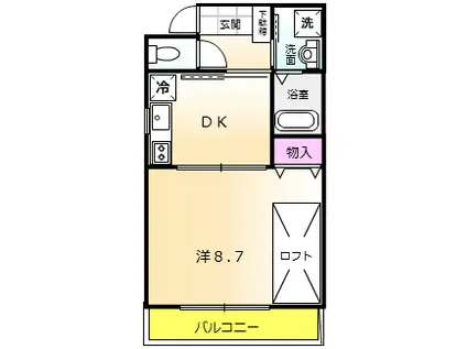 L・とれじゃー(1DK/2階)の間取り写真