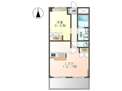 ブルーローズ(1LDK/3階)の間取り写真