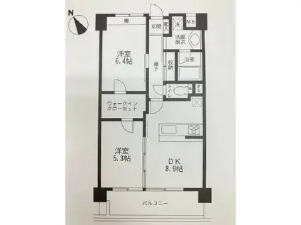 メゾンレギューム(2DK/4階)の間取り写真