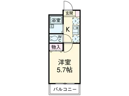 フォルジュロン(1K/2階)の間取り写真