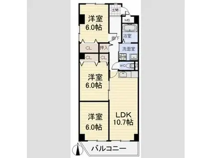 エクセル旭(3LDK/2階)の間取り写真