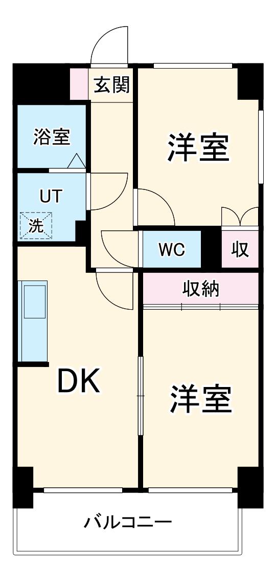 ガーデン山内(2DK/4階)の間取り写真