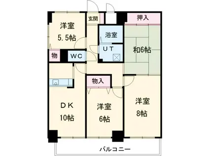 ガーデン山内(4DK/6階)の間取り写真