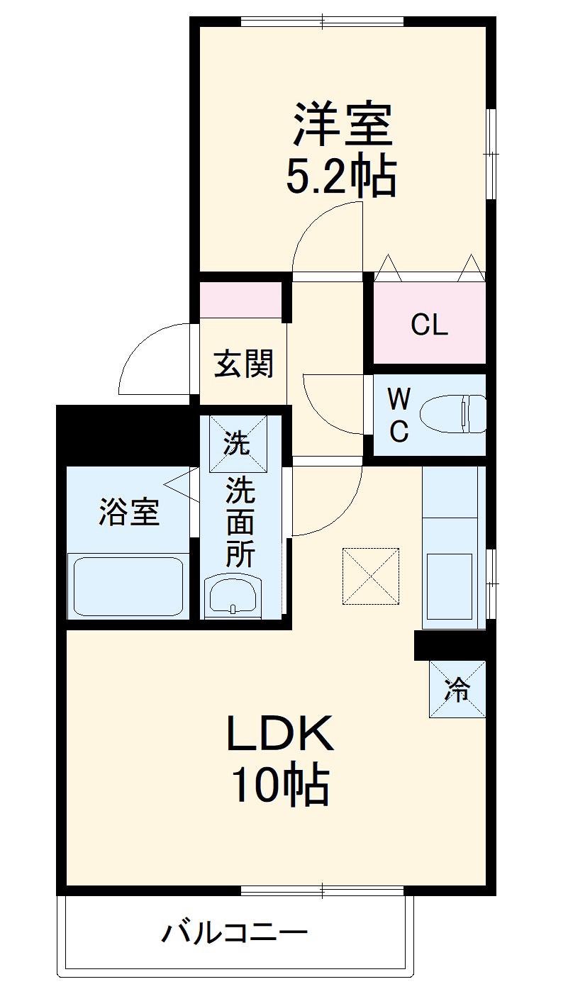 セゾン平出(1LDK/1階)の間取り写真