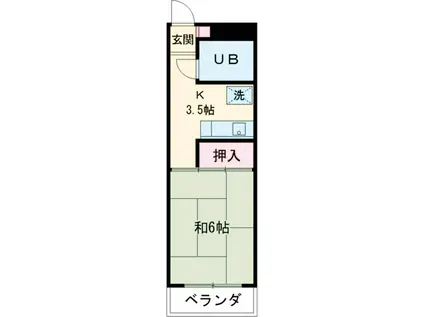 伊東ビル1号棟(1K/6階)の間取り写真