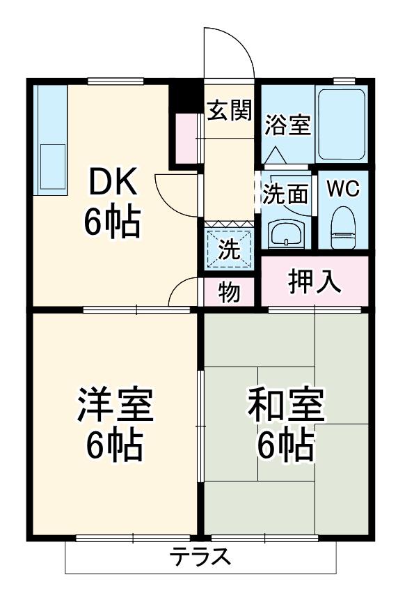 ガーデンハウス 4号棟(2DK/1階)の間取り写真