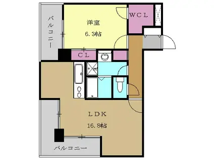 OZ ALLOGGIO(1LDK/7階)の間取り写真