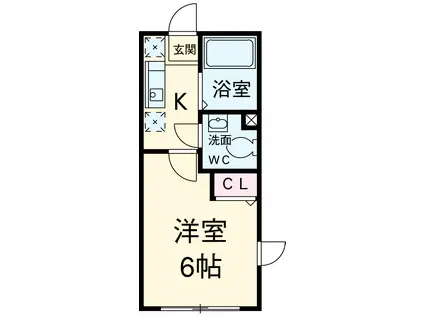 ローズコート(1K/2階)の間取り写真