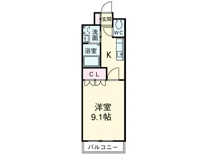 ICUBE GARDEN(1K/1階)の間取り写真