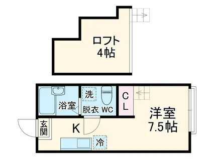 ハーミットクラブハウス和田町(ワンルーム/1階)の間取り写真