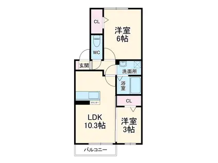 ル・クラージュ(2LDK/1階)の間取り写真