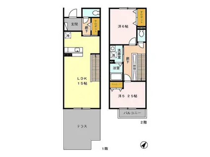 リヴィエールいぶき野(2LDK)の間取り写真