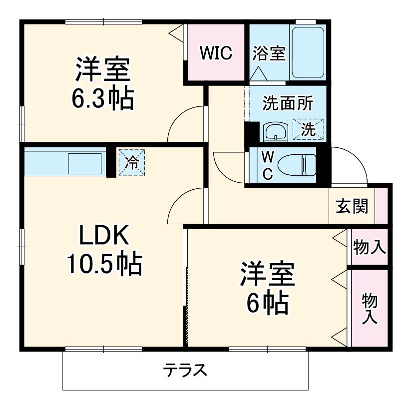 ヴィラ・メルベーユⅡ(2LDK/1階)の間取り写真
