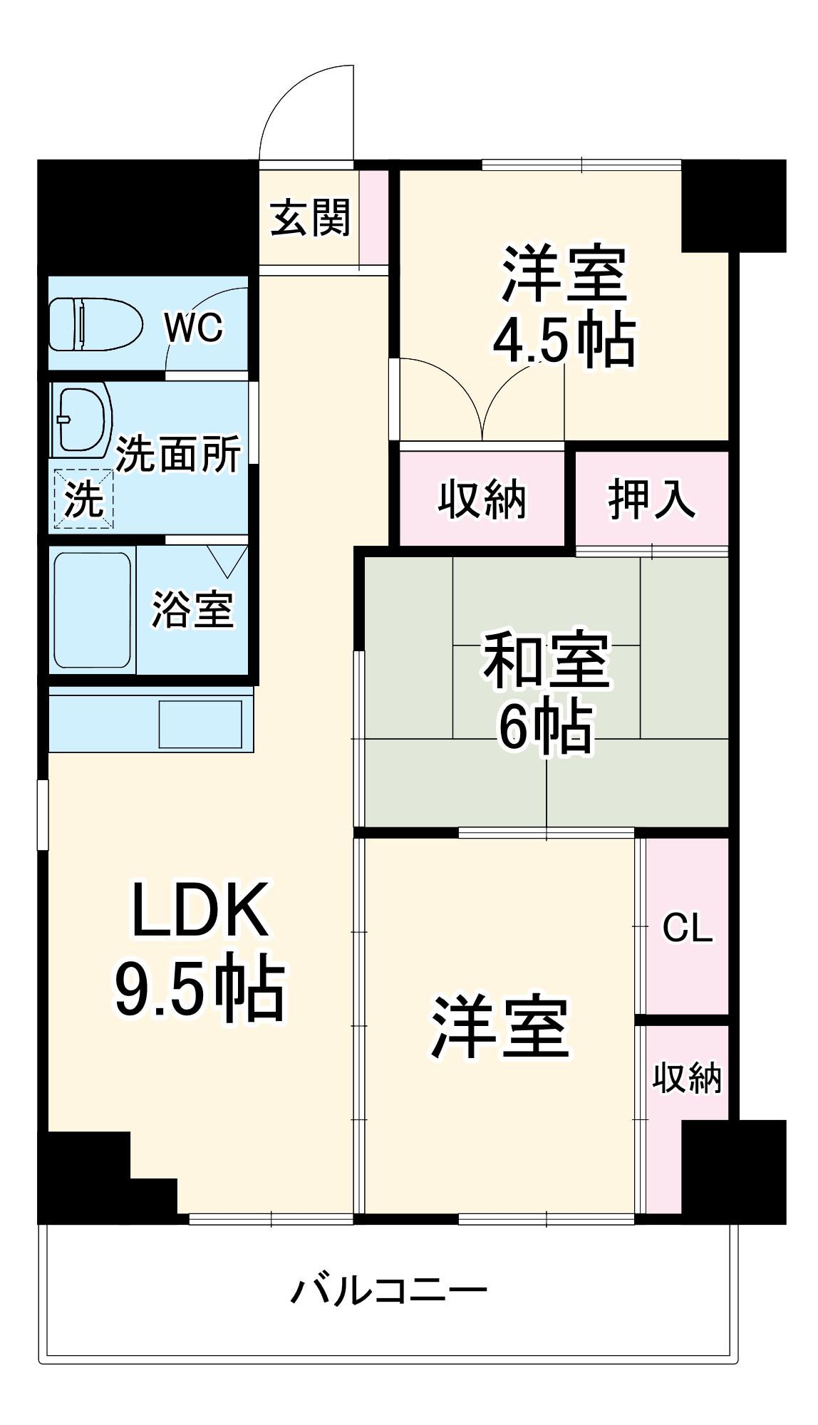 サンハイツ大和第2(2LDK/7階)の間取り写真