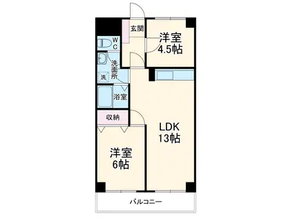 ゼファー銀座(2LDK/6階)の間取り写真