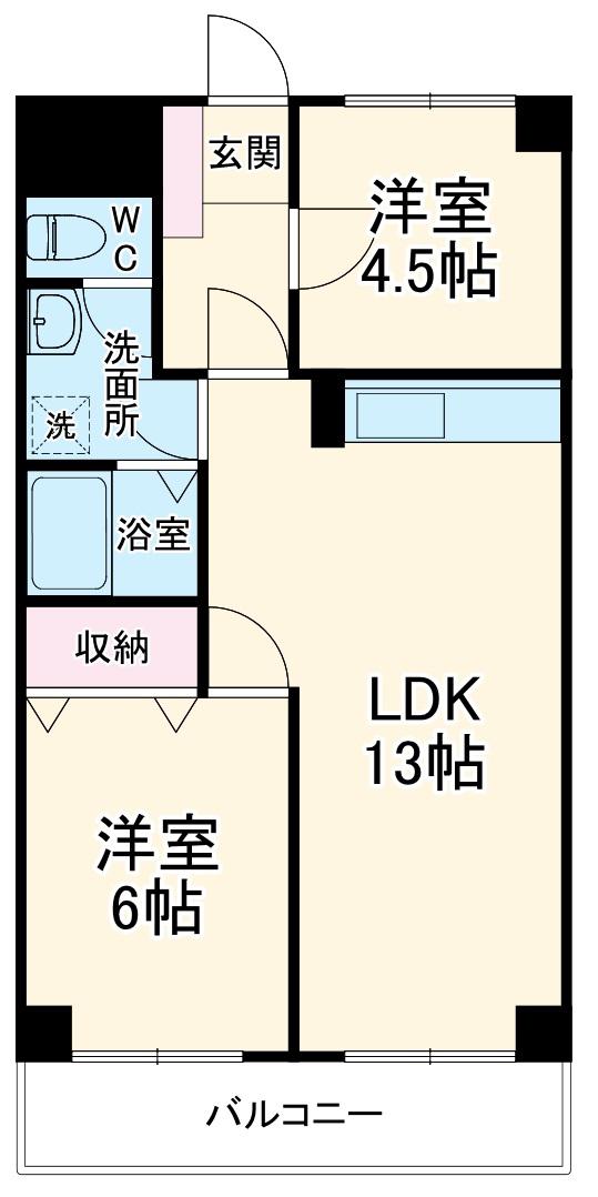 ゼファー銀座(2LDK/8階)の間取り写真