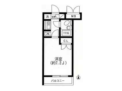 スカイヒル生田(1K/1階)の間取り写真