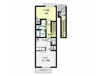 ステーションコートB(1LDK/1階)の間取り写真