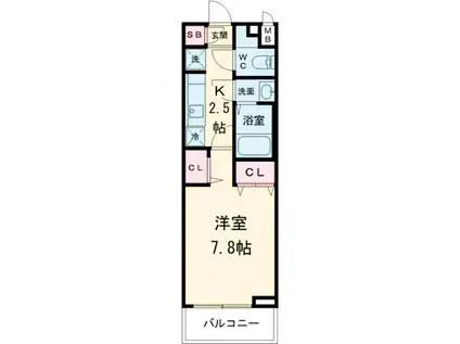 ウィルテラス用賀(1K/3階)の間取り写真