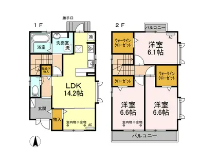 遠州鉄道 曳馬駅 徒歩22分 2階建 築9年(3LDK)の間取り写真