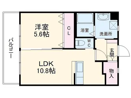 べレッツァ鷺之宮(1LDK/1階)の間取り写真
