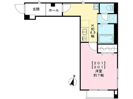 ビューノ中村橋(1K/3階)の間取り写真