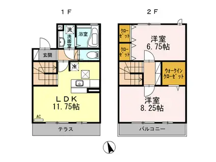 ヴィラージュⅡ(2LDK)の間取り写真