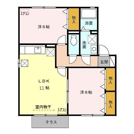 ロイヤルコリーヌC(2LDK/1階)の間取り写真