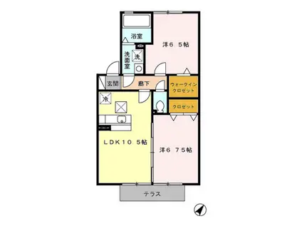 1STプレジオ(2LDK/1階)の間取り写真